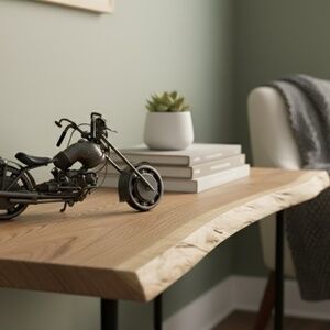 Heavy  Handmade Scrap Metal Motorcycle  11.5" Harley Style Chopper  Moving parts